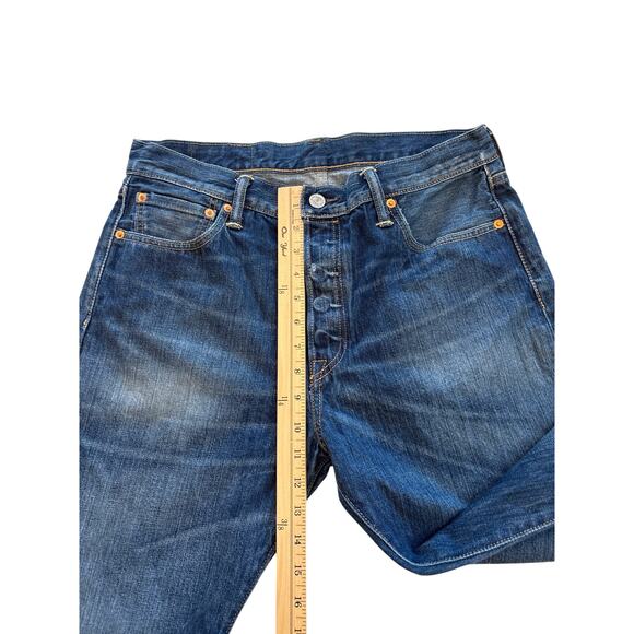 Levis 501 Jeans Mens 34x34 (32x33) Blue Original Fit Button Fly Denim Distressed - Picture 11 of 13
